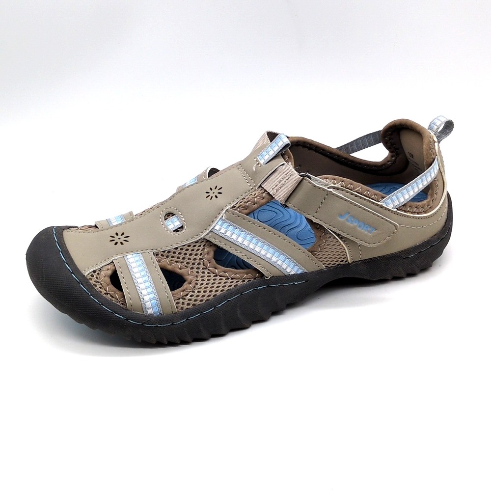 JSport by Jambu Shoes Womens Regatta Beige 10 Sneaker Sporty Hook Loop  NEW